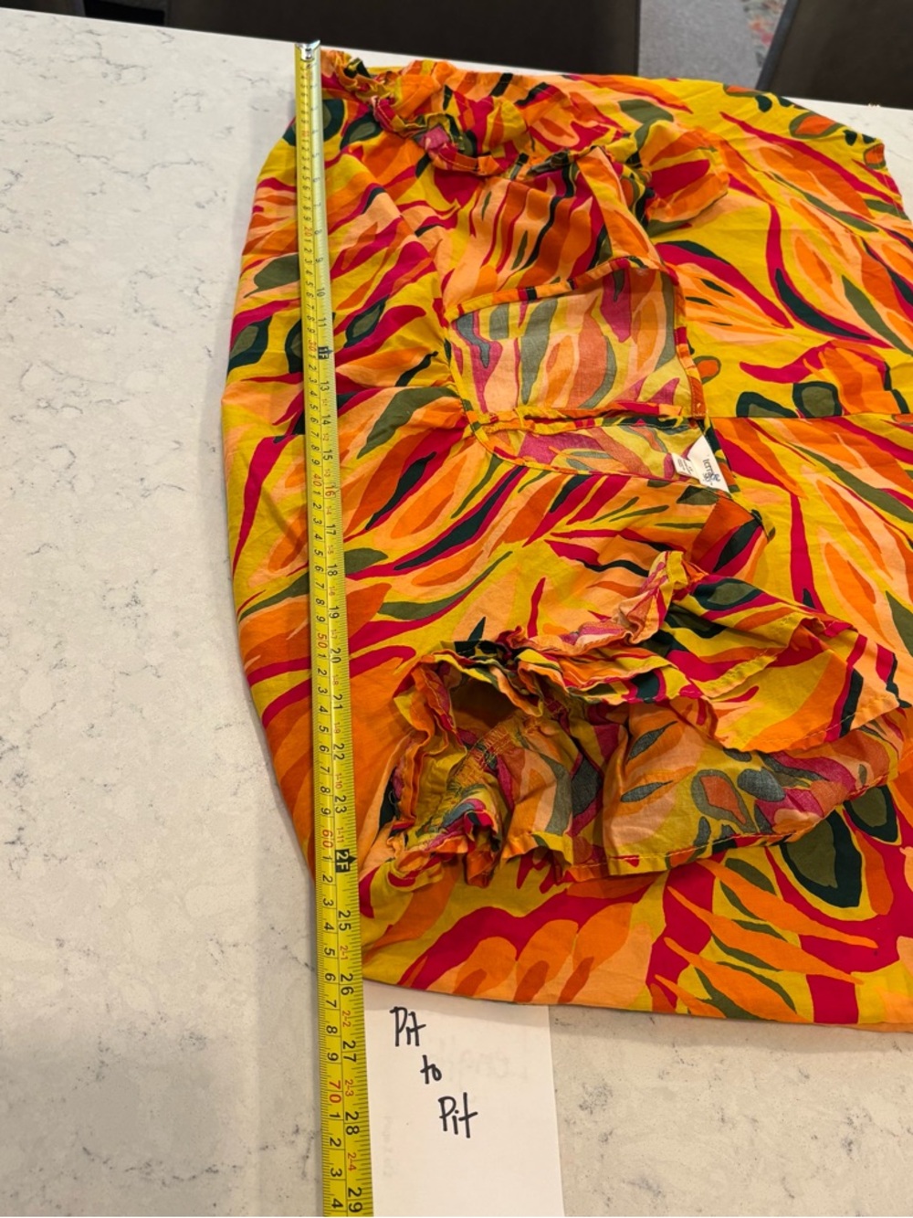 Terra & Sky Tropical Floral Flutter Ruffle Cap Sleeve Blouse Womens Size 1X Art - Picture 14 of 14